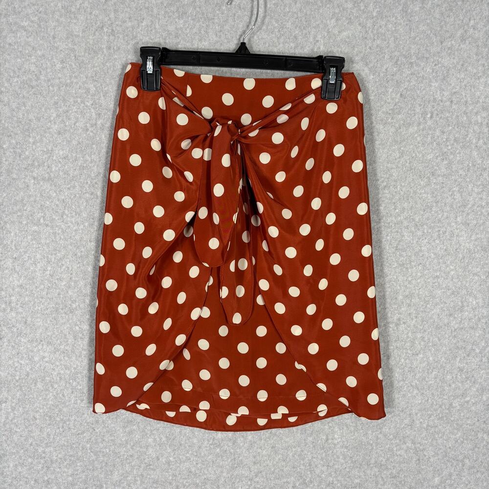 Wrap Tie Skirt Small Mini Satin Tulip Silky Burnt Rust‎ Feminine Mediterranean